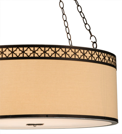 Meyda Lighting Cilindro 30" 8-Light Mahogany Bronze Quatrefoil Pendant Light With Beige Textrene Shade