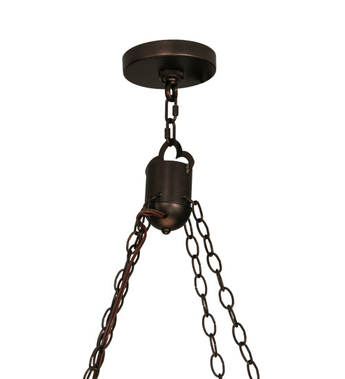 Meyda Lighting Cilindro 30" 8-Light Mahogany Bronze Quatrefoil Pendant Light With Beige Textrene Shade