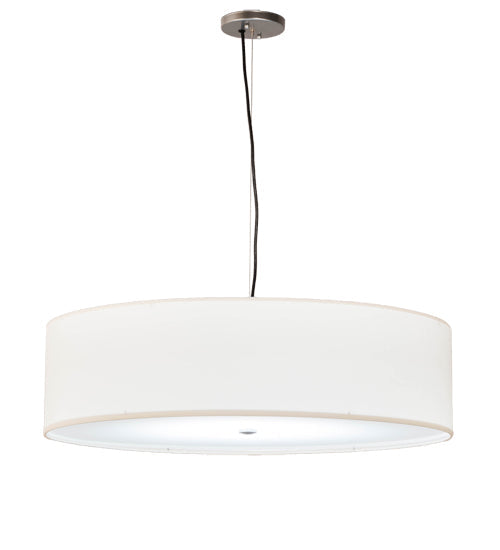 Meyda Lighting Cilindro 30" Brushed Nickel Pendant Light With White Textrene & Statuario Idalight Shade