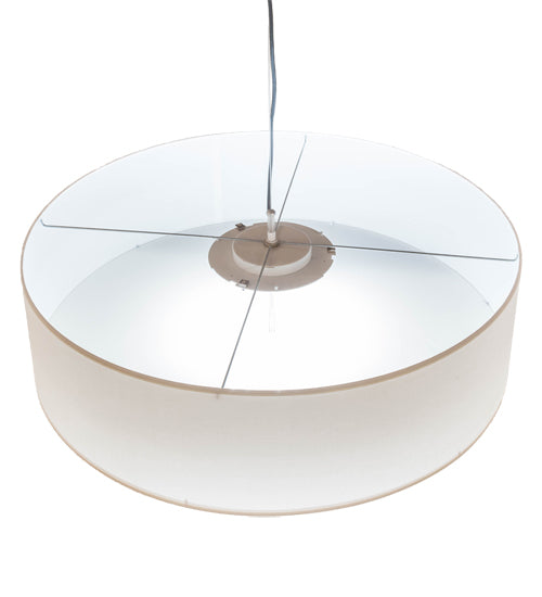 Meyda Lighting Cilindro 30" Brushed Nickel Pendant Light With White Textrene & Statuario Idalight Shade