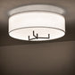 Meyda Lighting Cilindro 30" LED Black Bahn Flush Mount Light With Off White Textrene & Statuario Idalight Shade