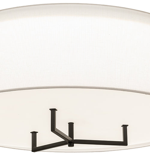 Meyda Lighting Cilindro 30" LED Black Bahn Flush Mount Light With Off White Textrene & Statuario Idalight Shade