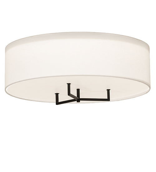 Meyda Lighting Cilindro 30" LED Black Bahn Flush Mount Light With Off White Textrene & Statuario Idalight Shade