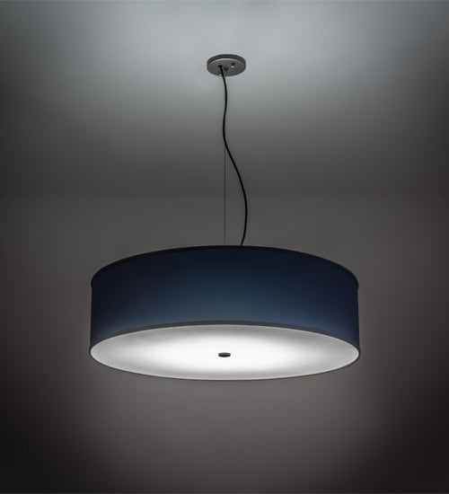 Meyda Lighting Cilindro 30" LED Brushed Nickel Pendant Light With Stone Blue Textrene & Statuario Idalight Shade