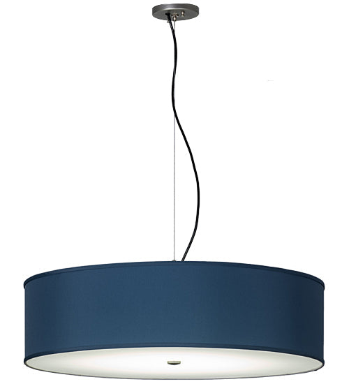 Meyda Lighting Cilindro 30" LED Brushed Nickel Pendant Light With Stone Blue Textrene & Statuario Idalight Shade