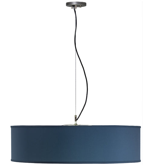 Meyda Lighting Cilindro 30" LED Brushed Nickel Pendant Light With Stone Blue Textrene & Statuario Idalight Shade