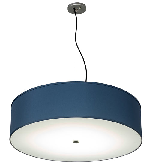 Meyda Lighting Cilindro 30" LED Brushed Nickel Pendant Light With Stone Blue Textrene & Statuario Idalight Shade