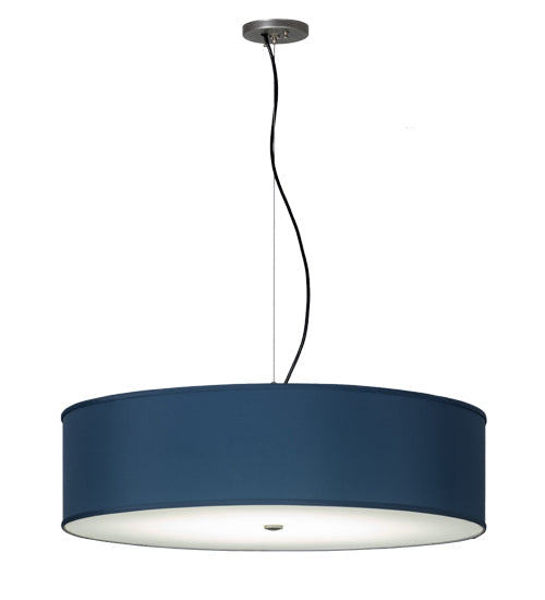 Meyda Lighting Cilindro 30" LED Brushed Nickel Pendant Light With Stone Blue Textrene & Statuario Idalight Shade