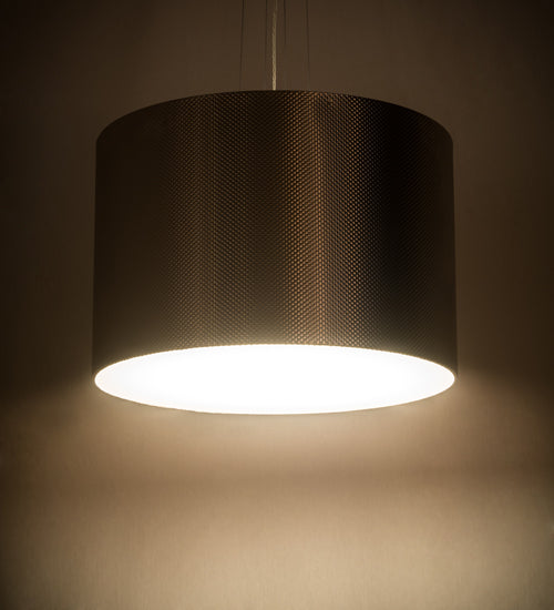Meyda Lighting Cilindro 30" LED Brushed Stainless Steel Metal-Tex Pendant Light With White Statuario Idalight Shade Glass