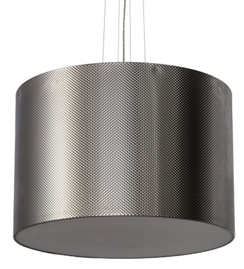 Meyda Lighting Cilindro 30" LED Brushed Stainless Steel Metal-Tex Pendant Light With White Statuario Idalight Shade Glass