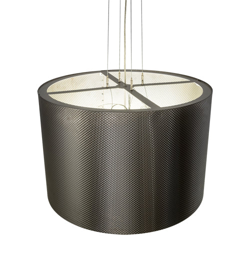 Meyda Lighting Cilindro 30" LED Brushed Stainless Steel Metal-Tex Pendant Light With White Statuario Idalight Shade Glass