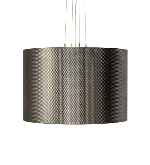 Meyda Lighting Cilindro 30" LED Brushed Stainless Steel Metal-Tex Pendant Light With White Statuario Idalight Shade Glass