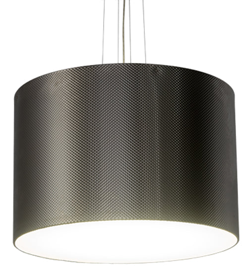 Meyda Lighting Cilindro 30" LED Brushed Stainless Steel Metal-Tex Pendant Light With White Statuario Idalight Shade Glass
