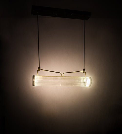 Meyda Lighting Cilindro 30" LED Natural Brass Pipette Pendant Light With Clear Shade Glass