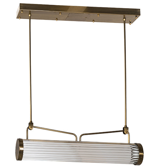 Meyda Lighting Cilindro 30" LED Natural Brass Pipette Pendant Light With Clear Shade Glass