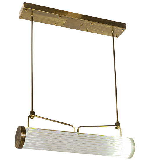 Meyda Lighting Cilindro 30" LED Natural Brass Pipette Pendant Light With Clear Shade Glass