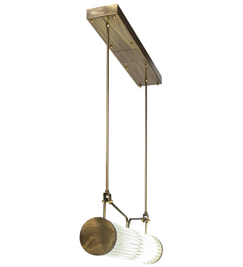 Meyda Lighting Cilindro 30" LED Natural Brass Pipette Pendant Light With Clear Shade Glass