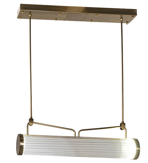 Meyda Lighting Cilindro 30" LED Natural Brass Pipette Pendant Light With Clear Shade Glass
