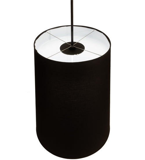 Meyda Lighting Cilindro 30" Textured Black Tapered Pendant Light With Black Textrene Shade