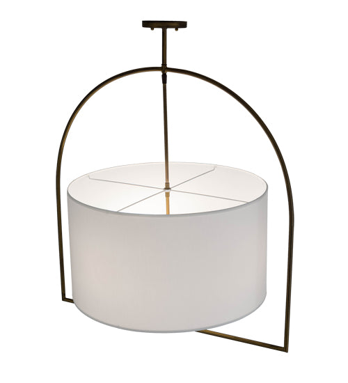 Meyda Lighting Cilindro 31" 3-Light Antique Brass Cambre Pendant Light With White Textrene Shade