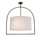 Meyda Lighting Cilindro 31" 3-Light Antique Brass Cambre Pendant Light With White Textrene Shade