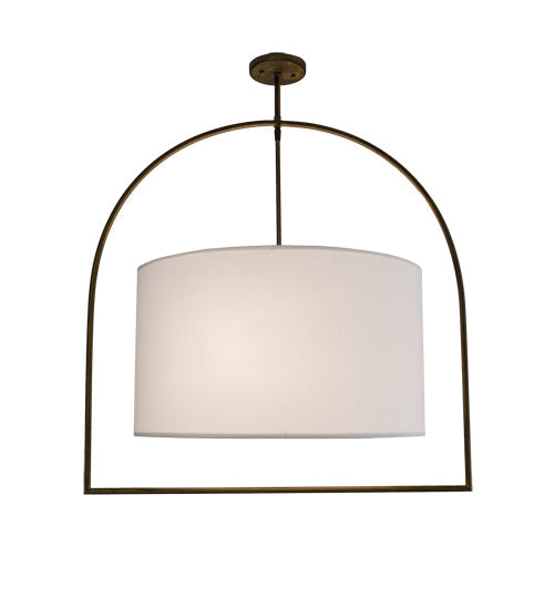Meyda Lighting Cilindro 31" 3-Light Antique Brass Cambre Pendant Light With White Textrene Shade