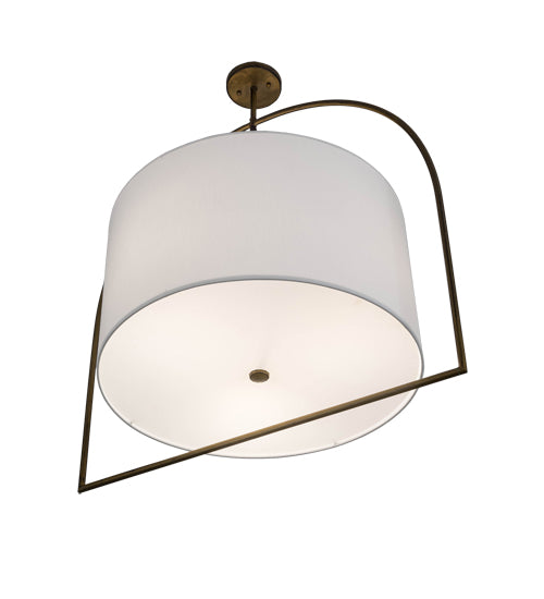 Meyda Lighting Cilindro 31" 3-Light Antique Brass Cambre Pendant Light With White Textrene Shade