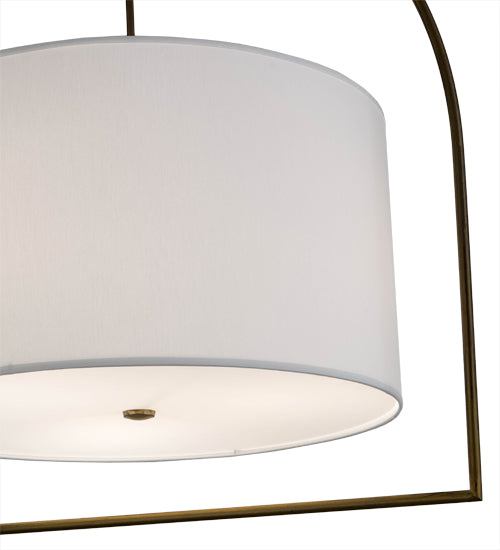 Meyda Lighting Cilindro 31" 3-Light Antique Brass Cambre Pendant Light With White Textrene Shade