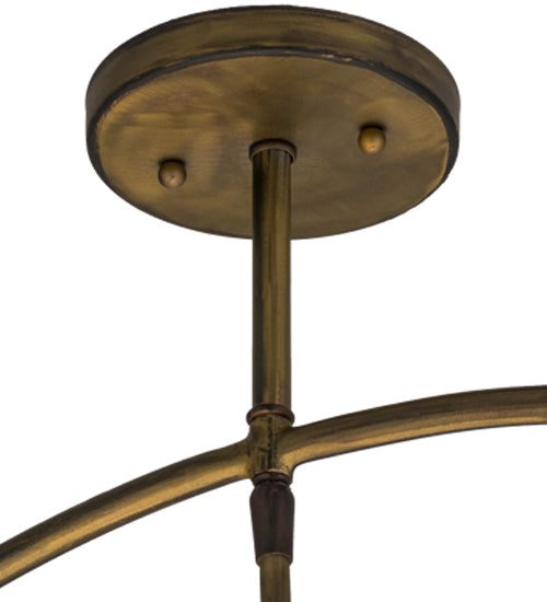 Meyda Lighting Cilindro 31" 3-Light Antique Brass Cambre Pendant Light With White Textrene Shade