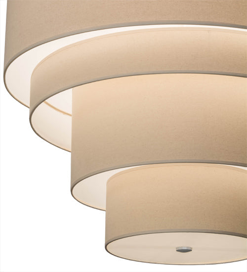 Meyda Lighting Cilindro 31" 4-Light 5-Tier Dark Burnished Antique Copper Pendant Light With Cream Linen Textrene Shade