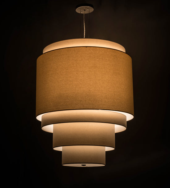 Meyda Lighting Cilindro 31" 4-Light 5-Tier Nickel Pendant Light With Cream Textrene Shade