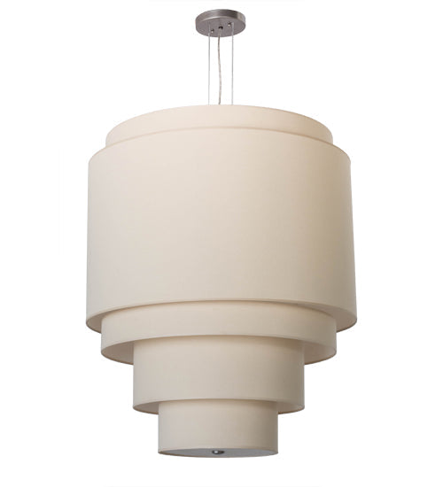 Meyda Lighting Cilindro 31" 4-Light 5-Tier Nickel Pendant Light With Cream Textrene Shade
