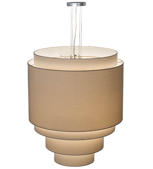 Meyda Lighting Cilindro 31" 4-Light 5-Tier Nickel Pendant Light With Cream Textrene Shade