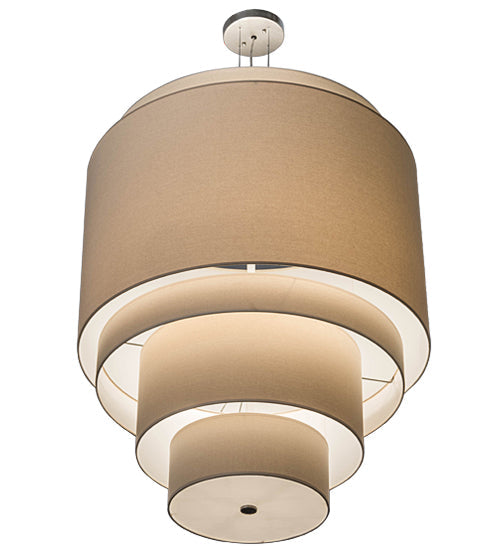Meyda Lighting Cilindro 31" 4-Light 5-Tier Nickel Pendant Light With Cream Textrene Shade