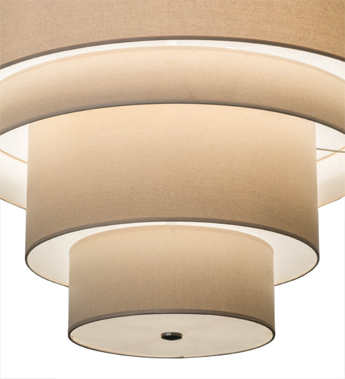 Meyda Lighting Cilindro 31" 4-Light 5-Tier Nickel Pendant Light With Cream Textrene Shade