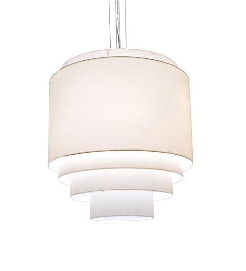 Meyda Lighting Cilindro 31" 4-Light 5-Tier Nickel Pendant Light With Laura Cream Textrene Shade