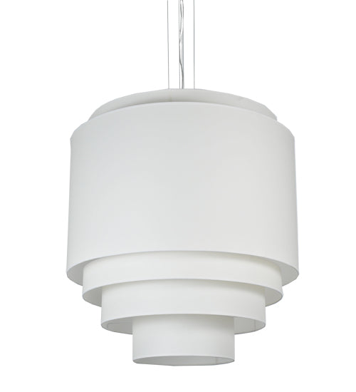 Meyda Lighting Cilindro 31" 4-Light 5-Tier Nickel Pendant Light With Laura Cream Textrene Shade