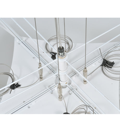Meyda Lighting Cilindro 31" 4-Light 5-Tier Nickel Pendant Light With Laura Cream Textrene Shade