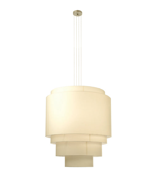 Meyda Lighting Cilindro 31" 4-Light 5-Tier Nickel Pendant Light With Laura Cream Textrene Shade