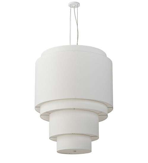 Meyda Lighting Cilindro 31" 4-Light 5-Tier White Pendant Light With Cream Textrene Shade