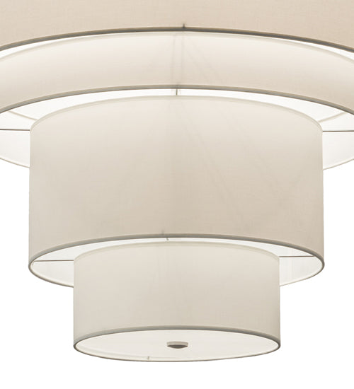 Meyda Lighting Cilindro 31" 4-Light 5-Tier White Pendant Light With Cream Textrene Shade