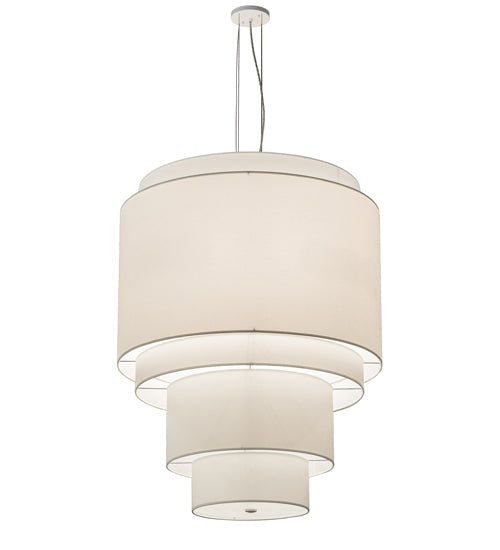 Meyda Lighting Cilindro 31" 4-Light 5-Tier White Pendant Light With Cream Textrene Shade