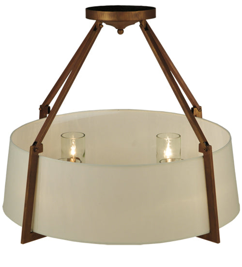 Meyda Lighting Cilindro 31" 4-Light Cortez Gold Lucy Semi-flush Mount Ceiling Light With Cream Textrene Shade