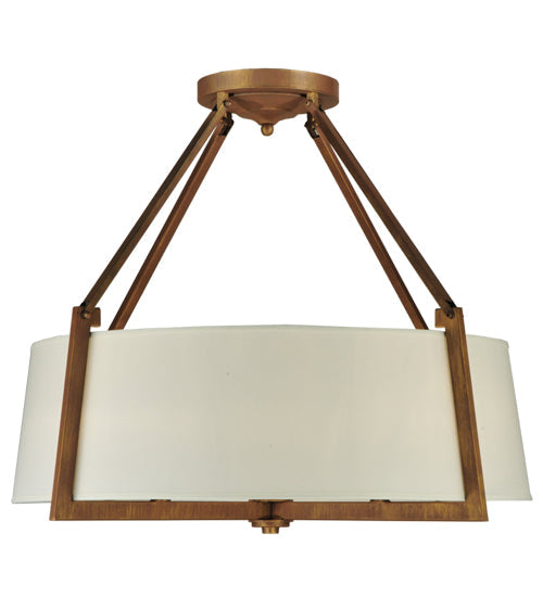 Meyda Lighting Cilindro 31" 4-Light Cortez Gold Lucy Semi-flush Mount Ceiling Light With Cream Textrene Shade