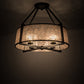 Meyda Lighting Cilindro 31" 4-Light Wrought Iron Lucy Semi-flush Mount Light With Silver Mica Shade Glass