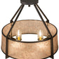 Meyda Lighting Cilindro 31" 4-Light Wrought Iron Lucy Semi-flush Mount Light With Silver Mica Shade Glass