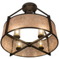 Meyda Lighting Cilindro 31" 4-Light Wrought Iron Lucy Semi-flush Mount Light With Silver Mica Shade Glass