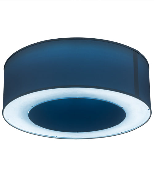Meyda Lighting Cilindro 31" LED Nickel Pendant Light With Stone Blue Textrene & Statuario Idalight Shade