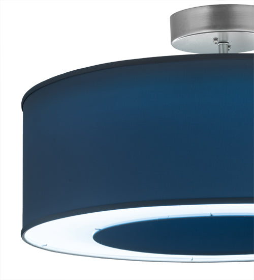 Meyda Lighting Cilindro 31" LED Nickel Pendant Light With Stone Blue Textrene & Statuario Idalight Shade