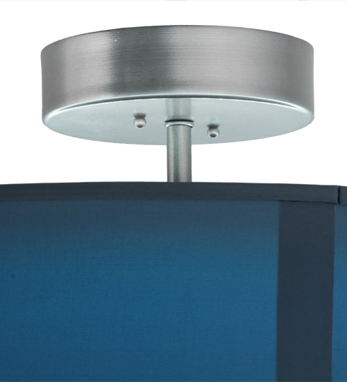 Meyda Lighting Cilindro 31" LED Nickel Pendant Light With Stone Blue Textrene & Statuario Idalight Shade